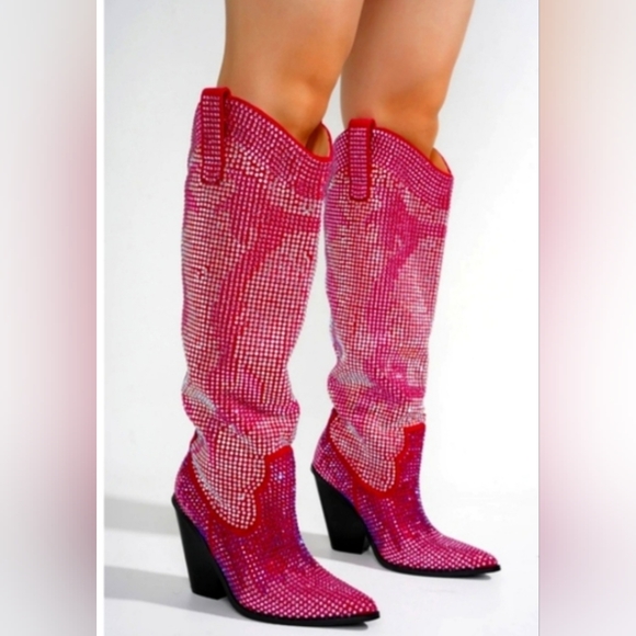 Brand New Barbie Pink Rhinesone Dazzeling Boots - Picture 2 of 4